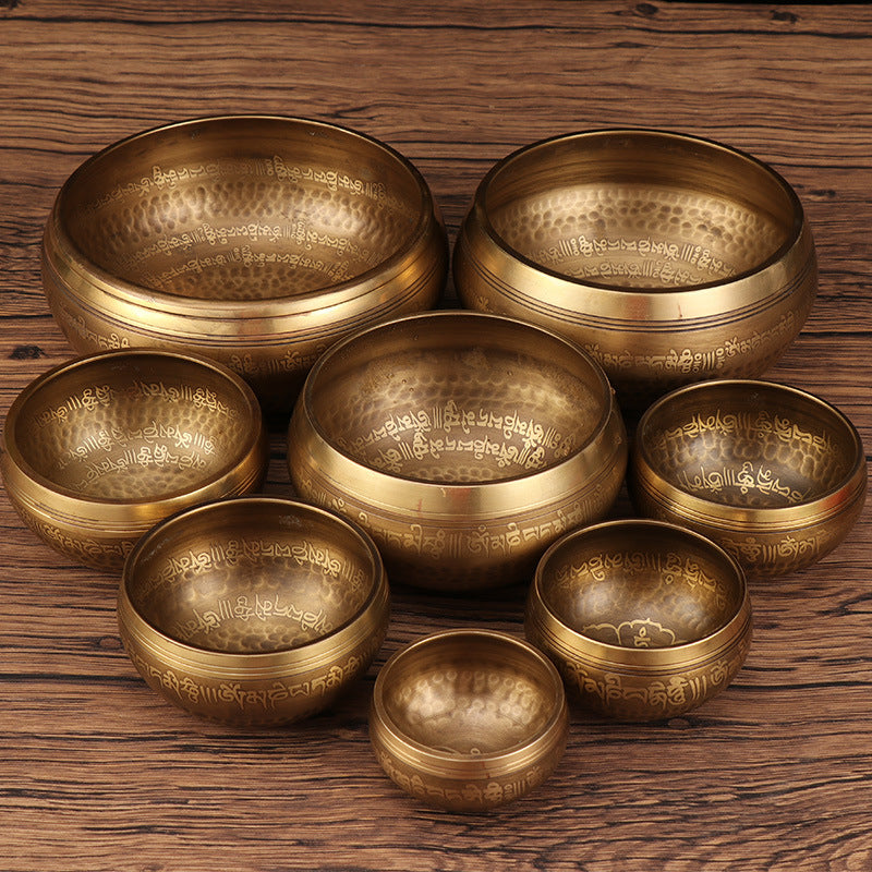 Tibetan Nepal Handmade Singing Bowls Set Buddha Mantra Design