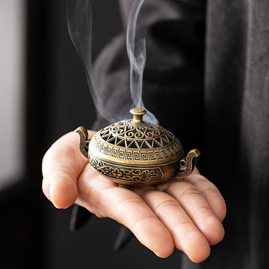 Nepalese Style Brass Incense Burner, Metal Aroma Relax Holder, Unscented Type For Yoga Meditation Bedroom Space, Home Decor - Prohibited For Sale On Temu Platform