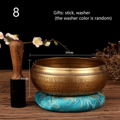 Tibetan Nepal Handmade Singing Bowls Set Buddha Mantra Design